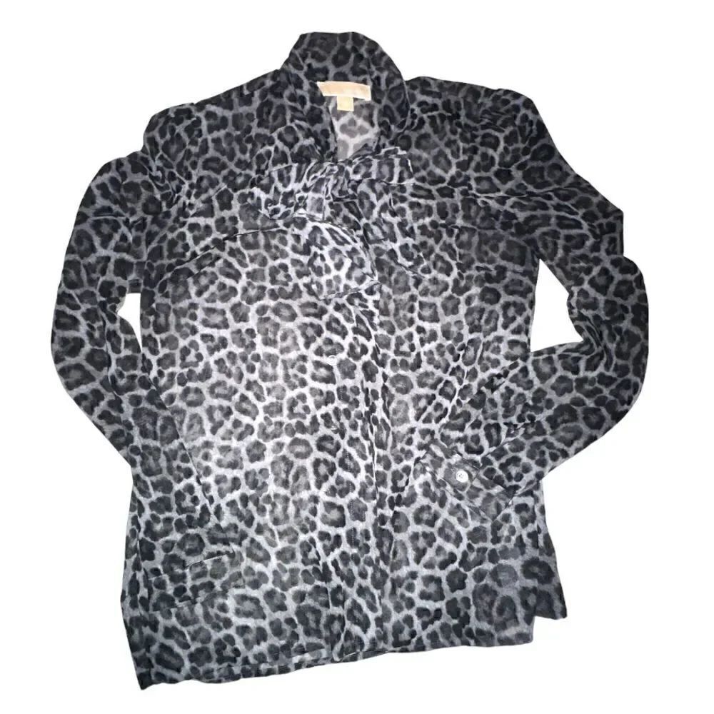 Michael Kors Cheetah Small Front tie blouse